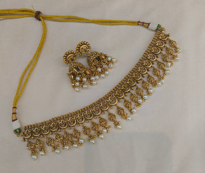 Gold Polki White Choker Jewellery Elle Sets