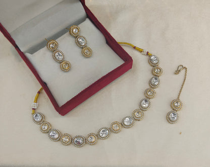 Antique Gold Kundan Necklace Jewellery Alma Sets