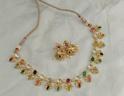 Gold Polki Multicolor Kundan Necklace Jewellery Juno Set