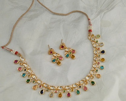 Gold Polki Multicolor Kundan Necklace Jewellery Juno Set