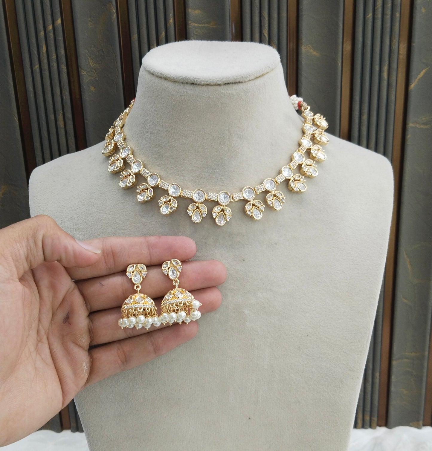 Gold Polki Kundan Necklace Jewellery Juno Set