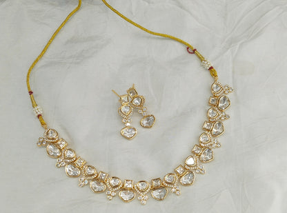 Gold Polki Kundan Necklace Jewellery Janis Set