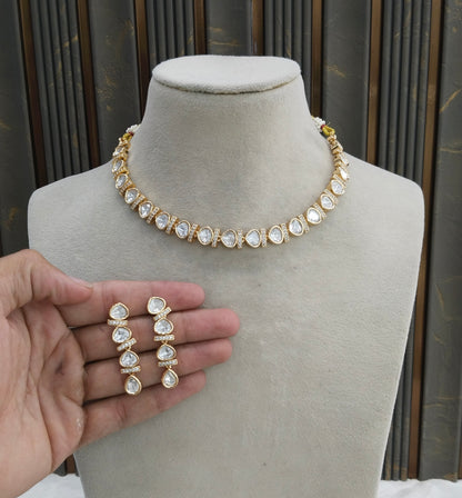 Gold Polki Kundan Necklace Jewellery Janis Set