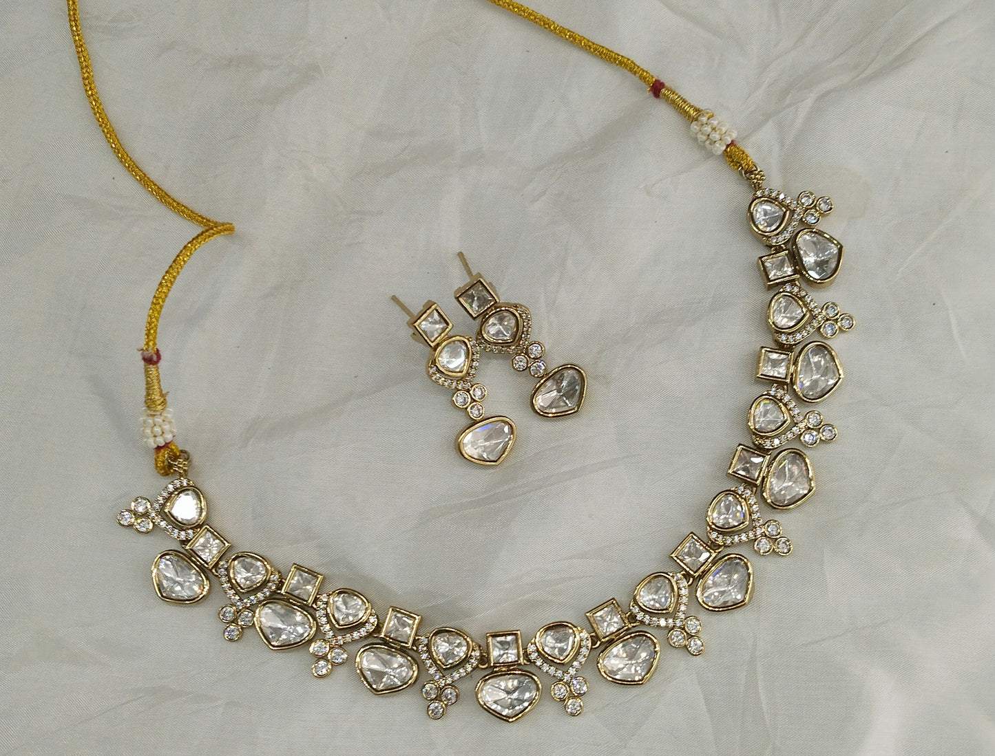 Antique Gold Kundan Necklace Jewellery Juna Set