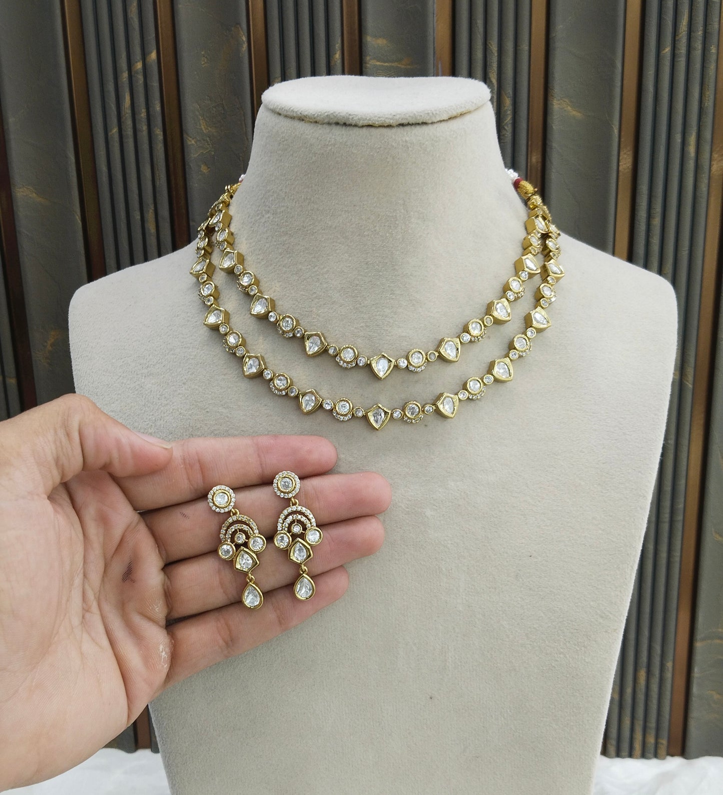 Antique Gold Kundan Necklace Jewellery Juna Set