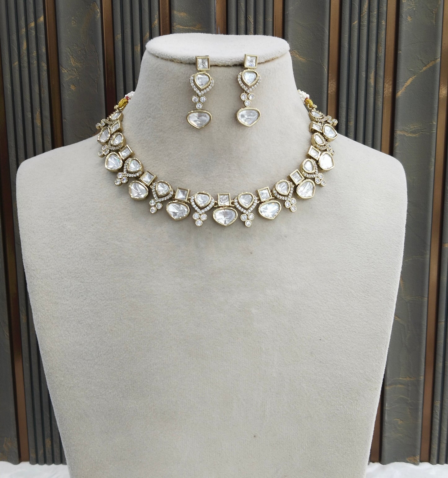 Antique Gold Kundan Necklace Jewellery Juna Set