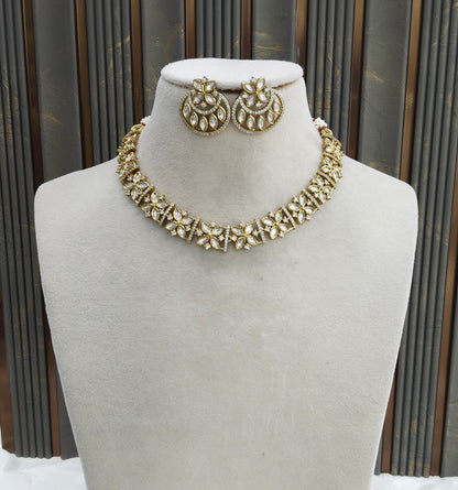 Antique Gold Kundan Necklace Jewellery Juna Set