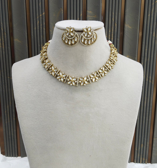 Antique Gold Kundan Necklace Jewellery Juna Set