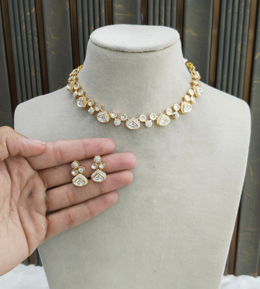 Gold Polki Kundan Necklace Jewellery Janis Set