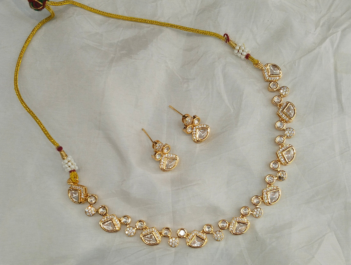 Gold Polki Kundan Necklace Jewellery Janis Set