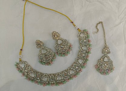Antique Gold Mint Pink Necklace Asami sets