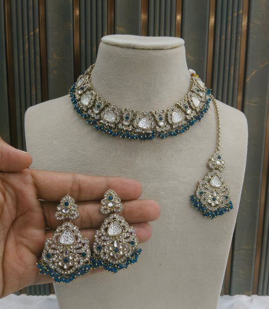 Antique Gold Blue Necklace Asami sets