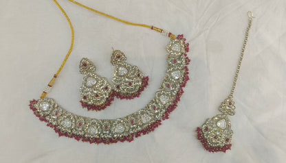 Antique Gold Maroon Necklace Sora sets