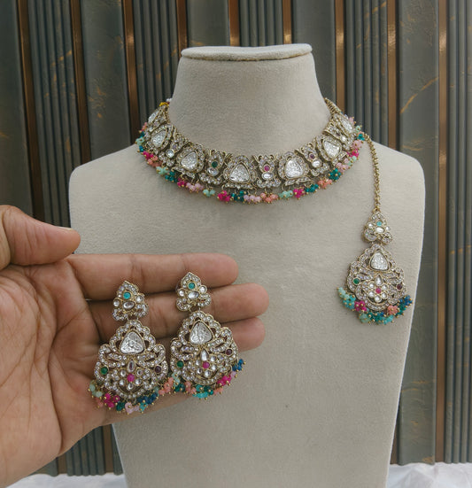 Antique Gold Multicolor Necklace Asami sets