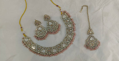Antique Gold Pink Necklace Sora sets