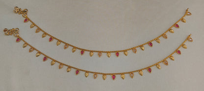 Gold Ruby Anklets Miku Jhanjar Payal Jewellery