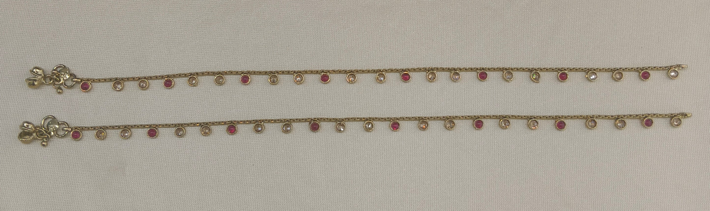 Antique Gold Ruby Anklets Amy Jhanjar Payal Jewellery