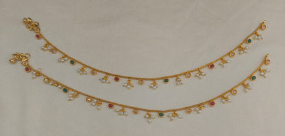 Gold Ruby Green Anklets Suzu Jhanjar Payal Jewellery