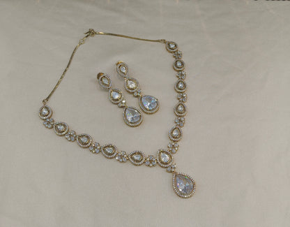 Antique Gold Moissanite Kundan Necklace Jewellery Hina Set