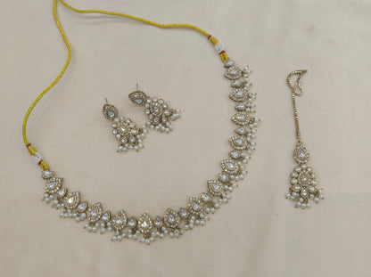 Antique Moissanite Kundan Necklace Jewellery Semu Set