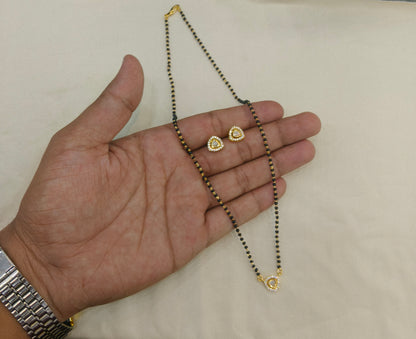 Gold Ad Stone Mangal Sutra Cole Set