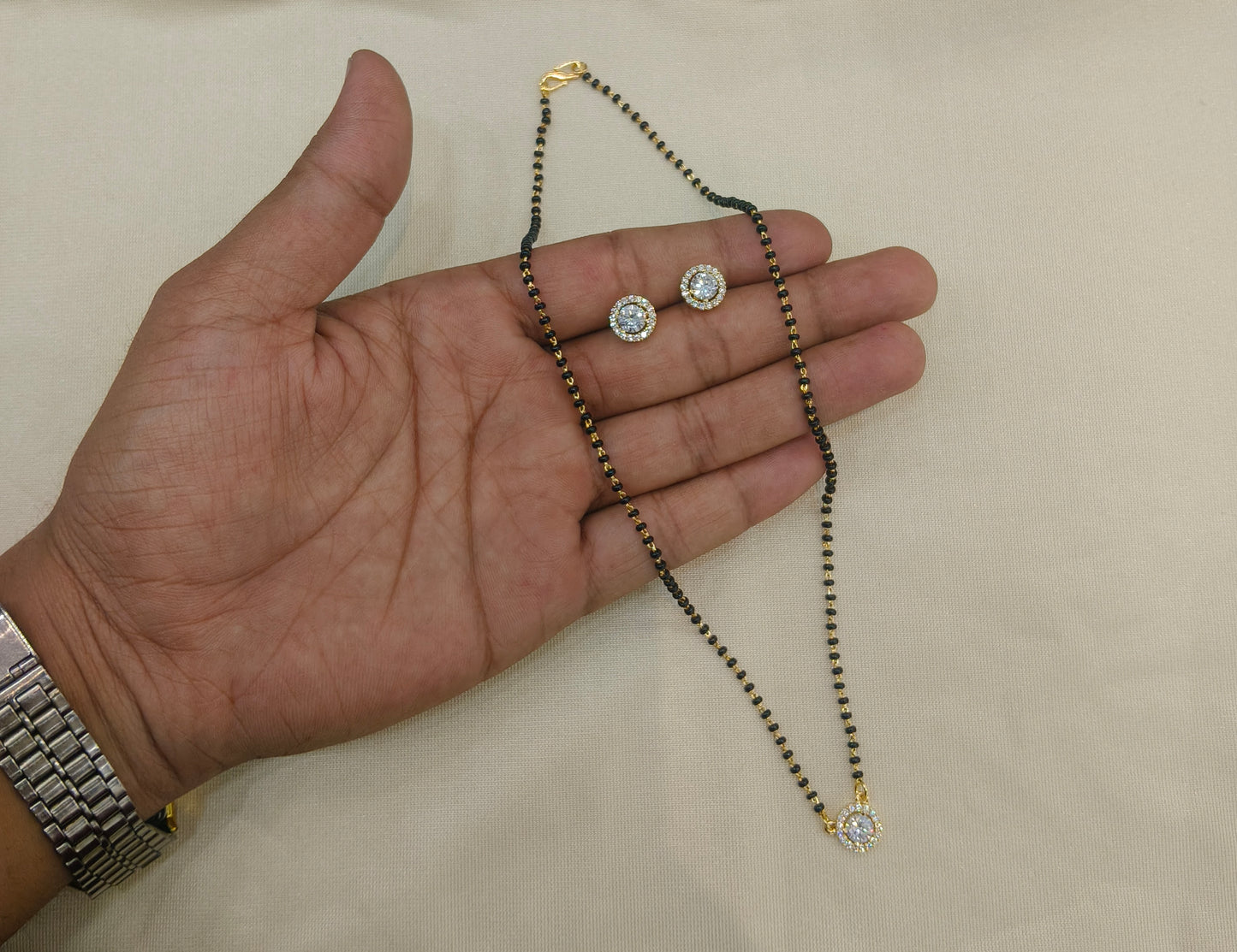 Gold Ad Stone Mangal Sutra Leo Set