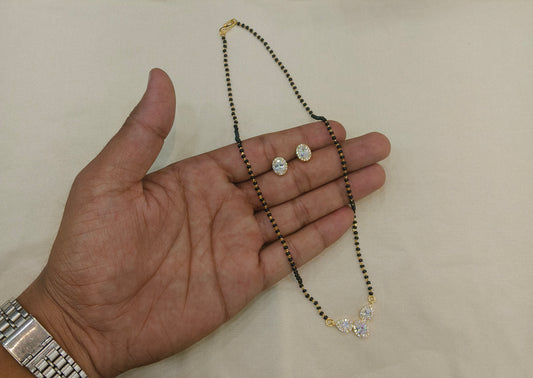 Gold Ad Stone Mangal Sutra Jade Set