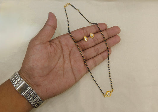 Gold Ad Stone Mangal Sutra Evaid Set