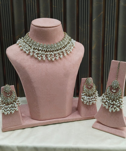 Antique Moissanite Kundan Necklace Jewellery Muna Set