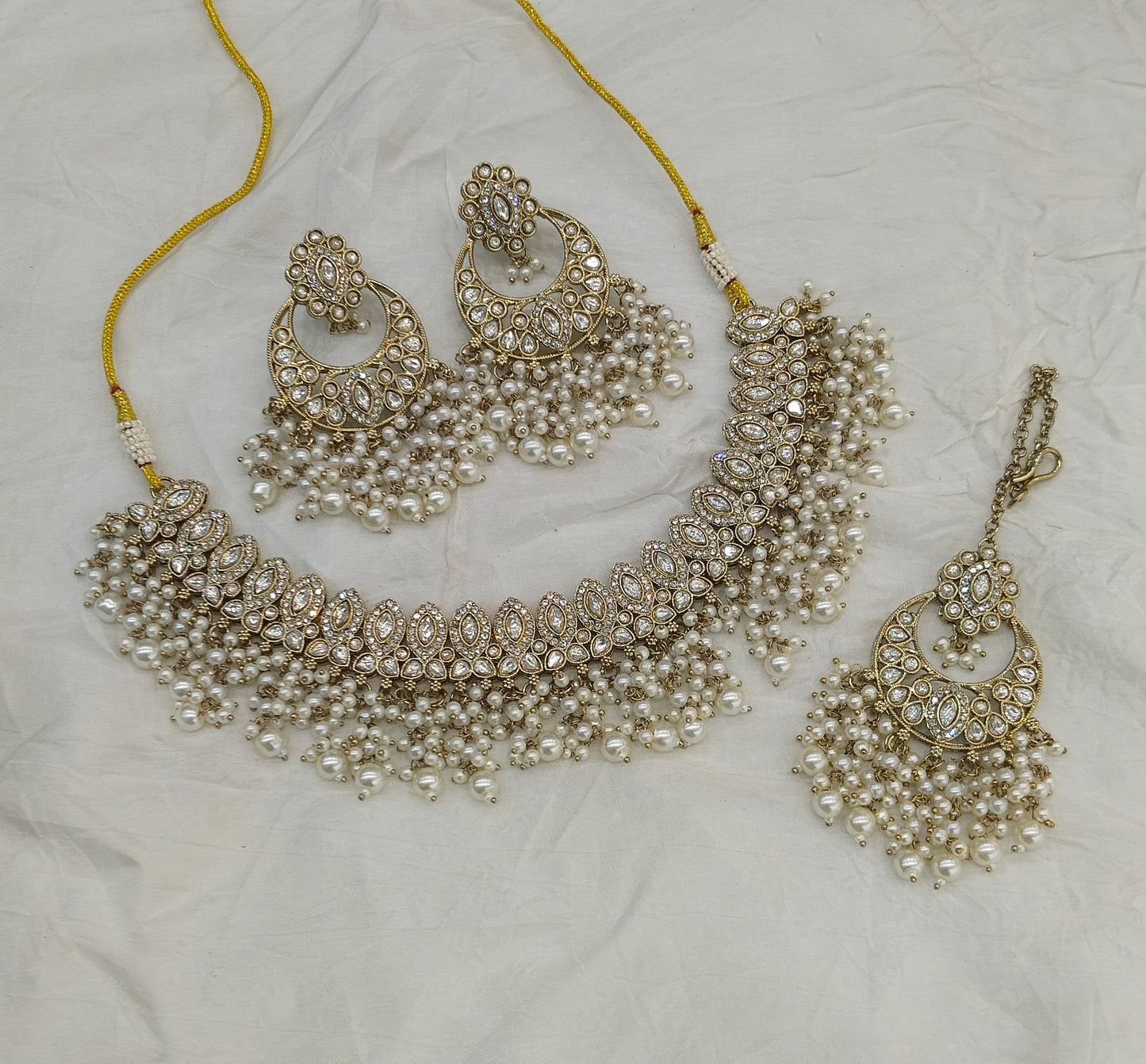 Antique Moissanite Kundan Necklace Jewellery Muna Set