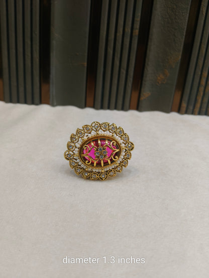 Kundan Adjustable Rafia Finger Rings