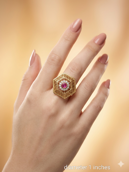 Gold Cocktail Bishou Finger Rings