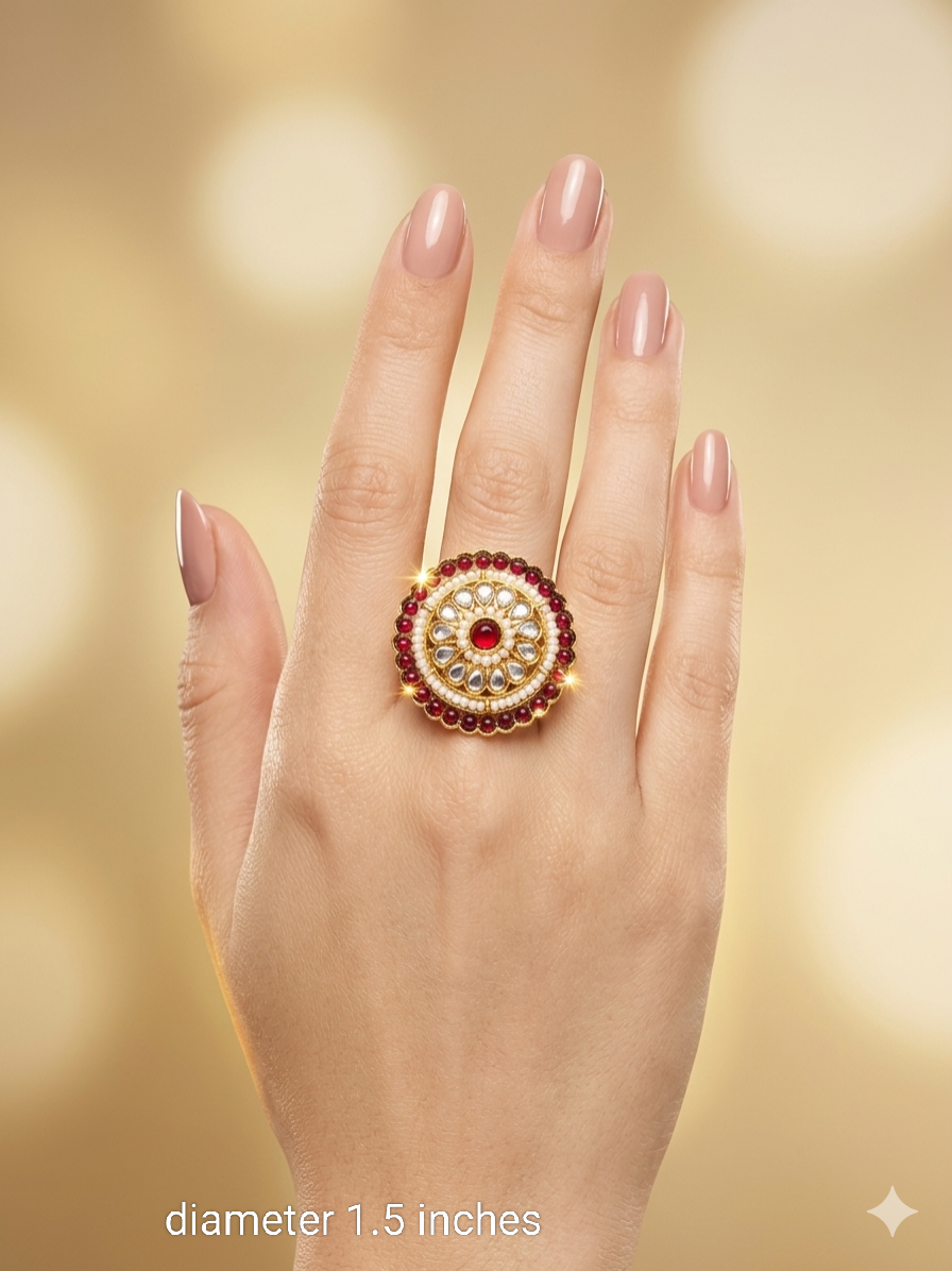 Kundan Adjustable Maira Finger Rings