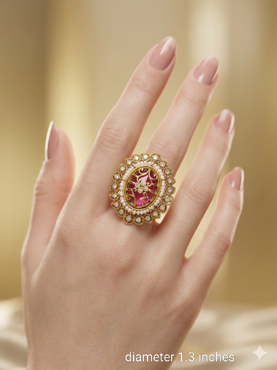 Kundan Adjustable Rafia Finger Rings