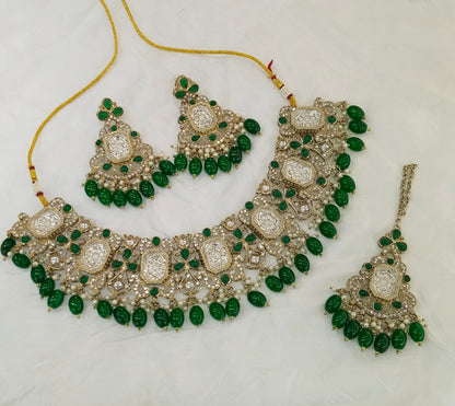 Antique Gold Green Kundan Necklace Rony sets