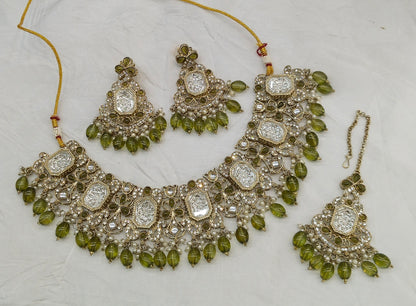 Antique Gold Mehndi Kundan Necklace Rony sets