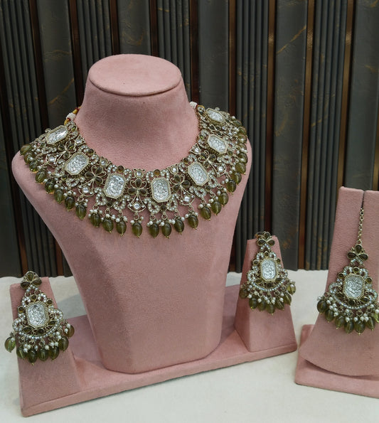 Antique Gold Mehndi Kundan Necklace Rony sets