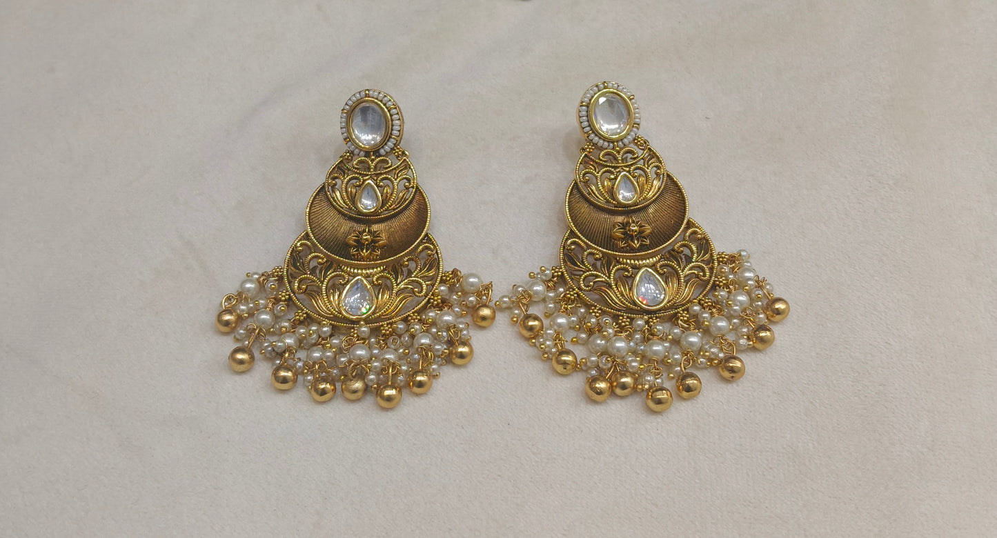 Gold Polki Niha Earrings