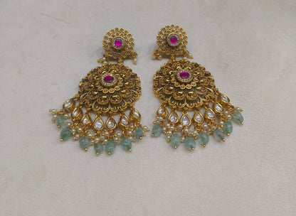 Gold Polki Niha Earrings