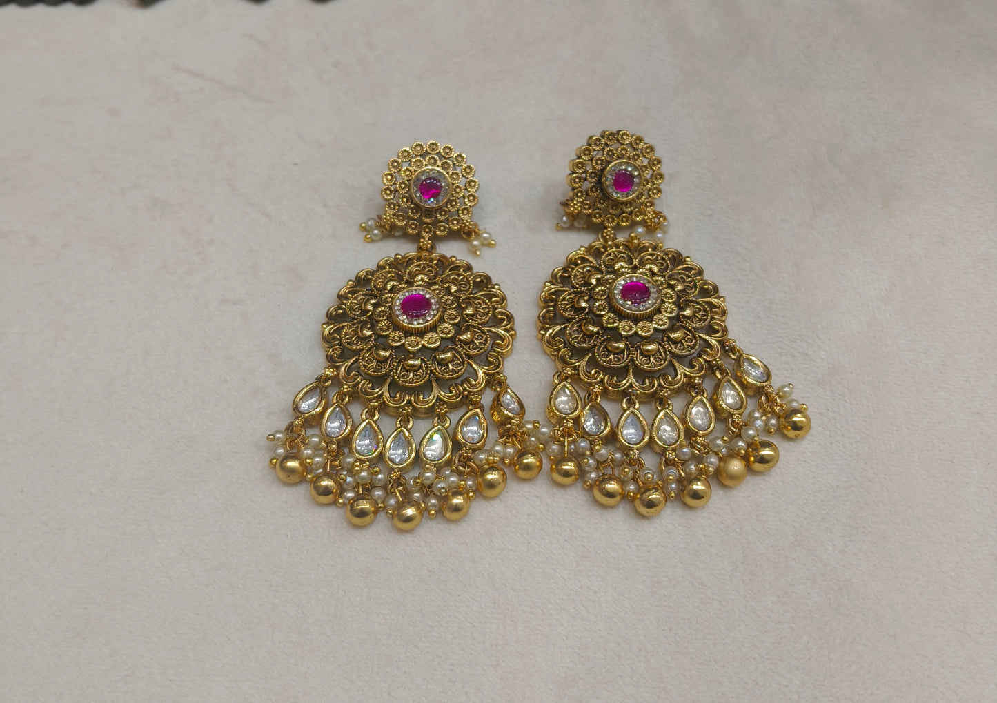 Gold Polki Niha Earrings