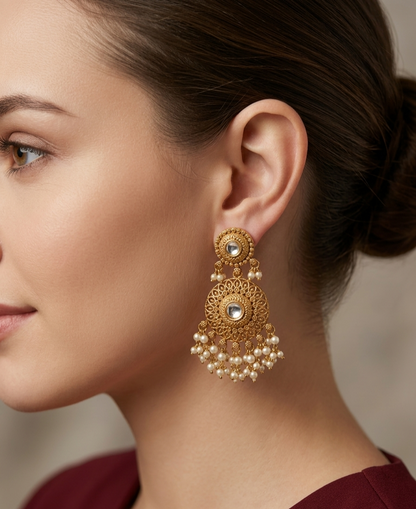 Gold Polki Niha Earrings