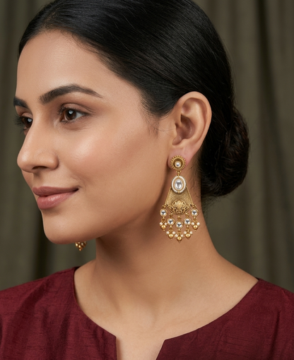 Gold Polki Niha Earrings