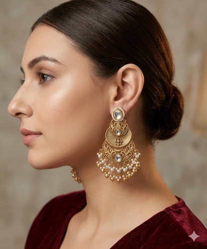 Gold Polki Niha Earrings