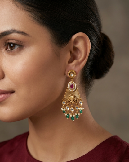 Gold Polki Niha Earrings