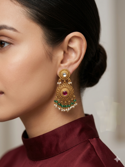 Gold Polki Niha Earrings