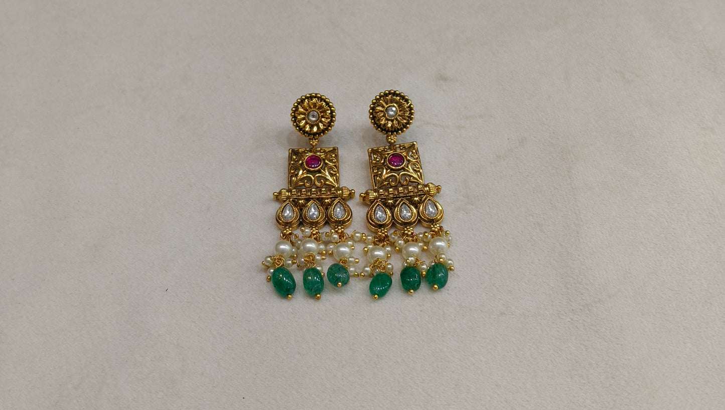 Gold Polki Niha Earrings
