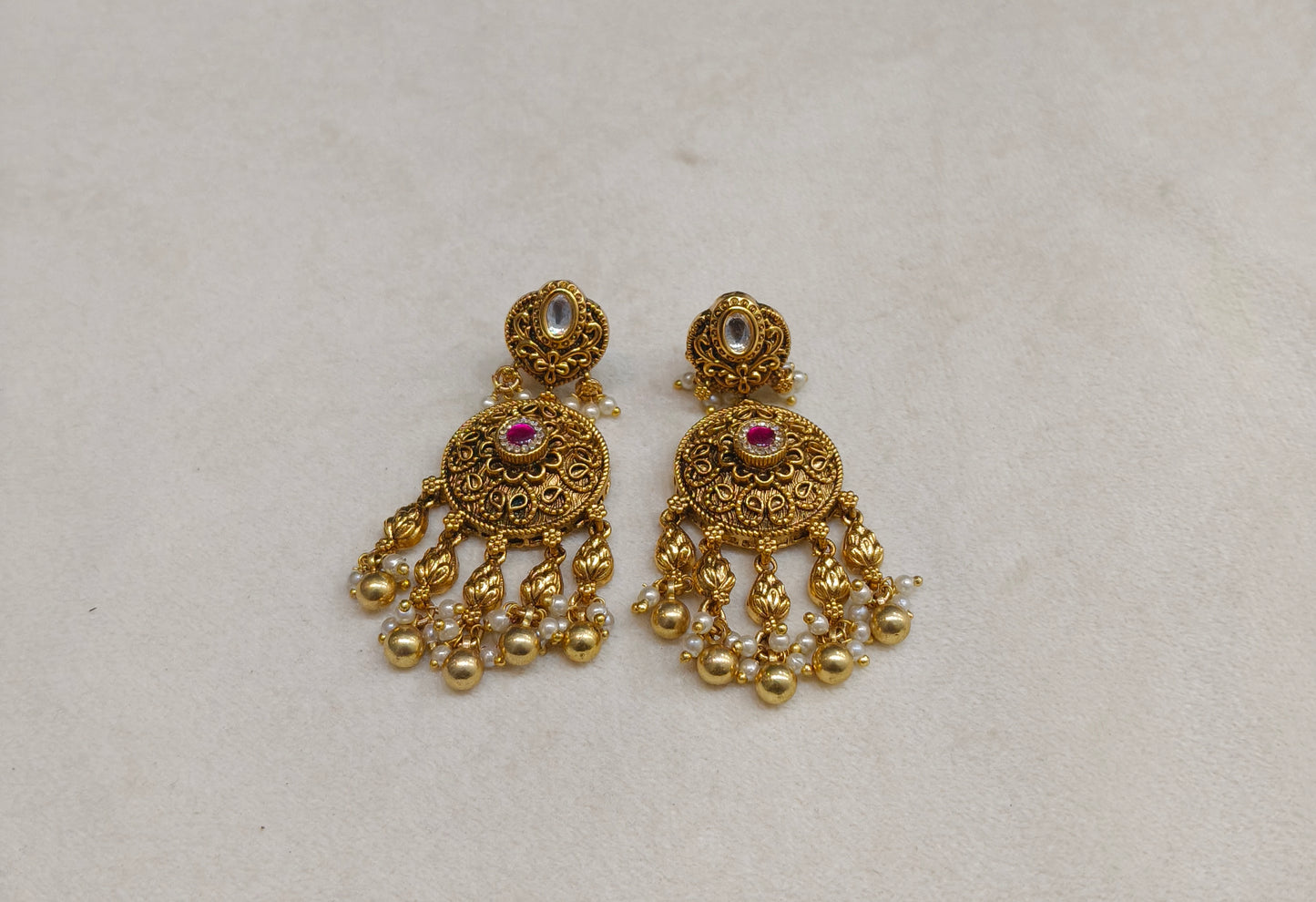 Gold Polki Niha Earrings