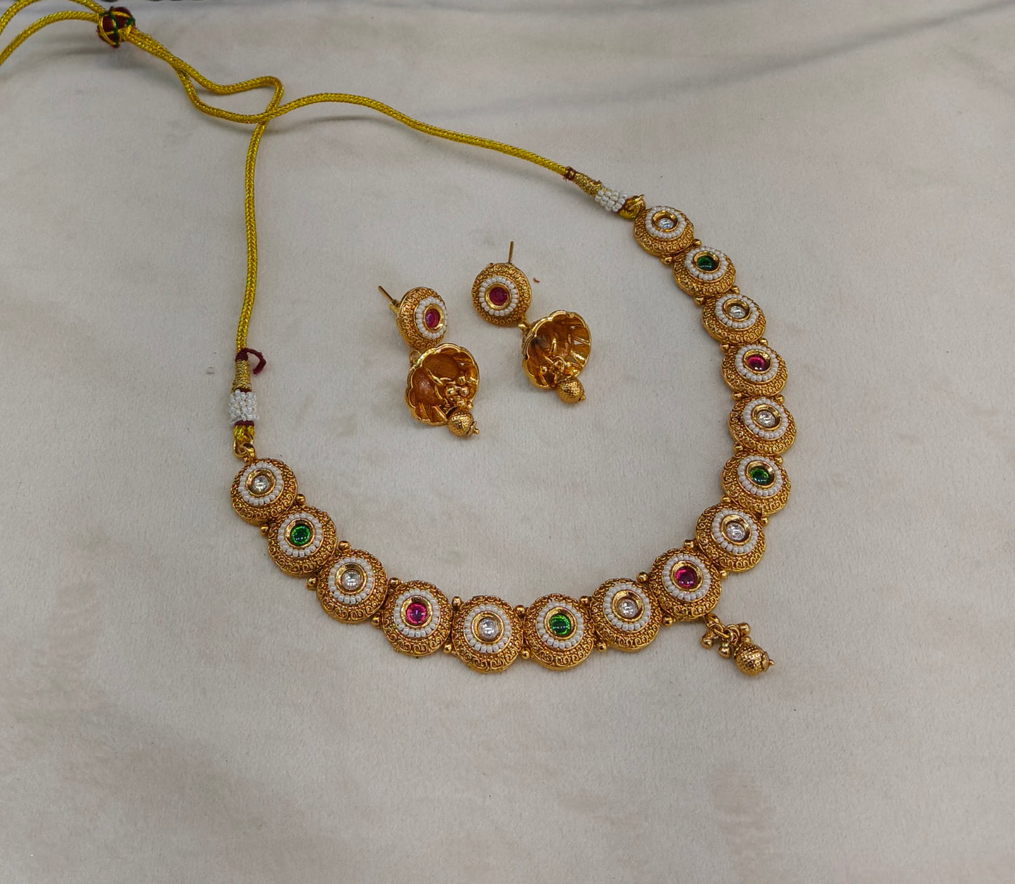 Gold Polki Ruby Green Necklace Jewellery Mansi Sets