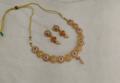 Gold Polki Ruby Green Necklace Jewellery Mansi Sets