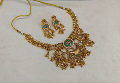 Gold Polki Ruby Sage Green Necklace Jewellery Mehram Sets